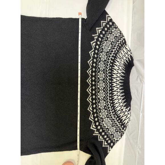 Talbots XS Black Fair Isle Sweater Nordic Geometric Pattern Cotton Blend - Picture 5 of 9